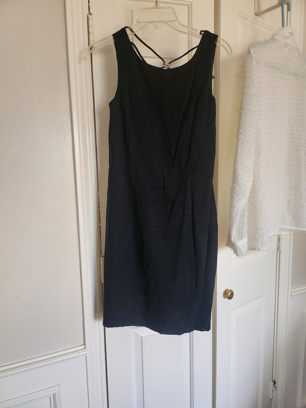 Betsy & Adam Black Sleeveless Midi Dress with Strappy Back
